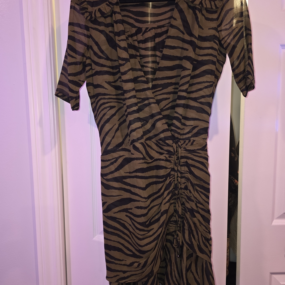 Veronica Beard Brown and Black Zebra Print Dress